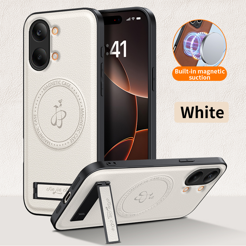 Camera Leather Case - Lüks Deri Standlı Telefon Kılıfı Xiaomi