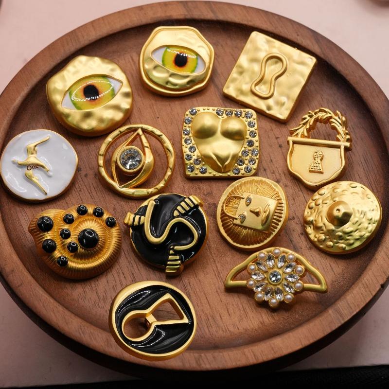 Vintage Collectible Buttons - Vintage Metal Düğme Sanatsal Göz Kalp