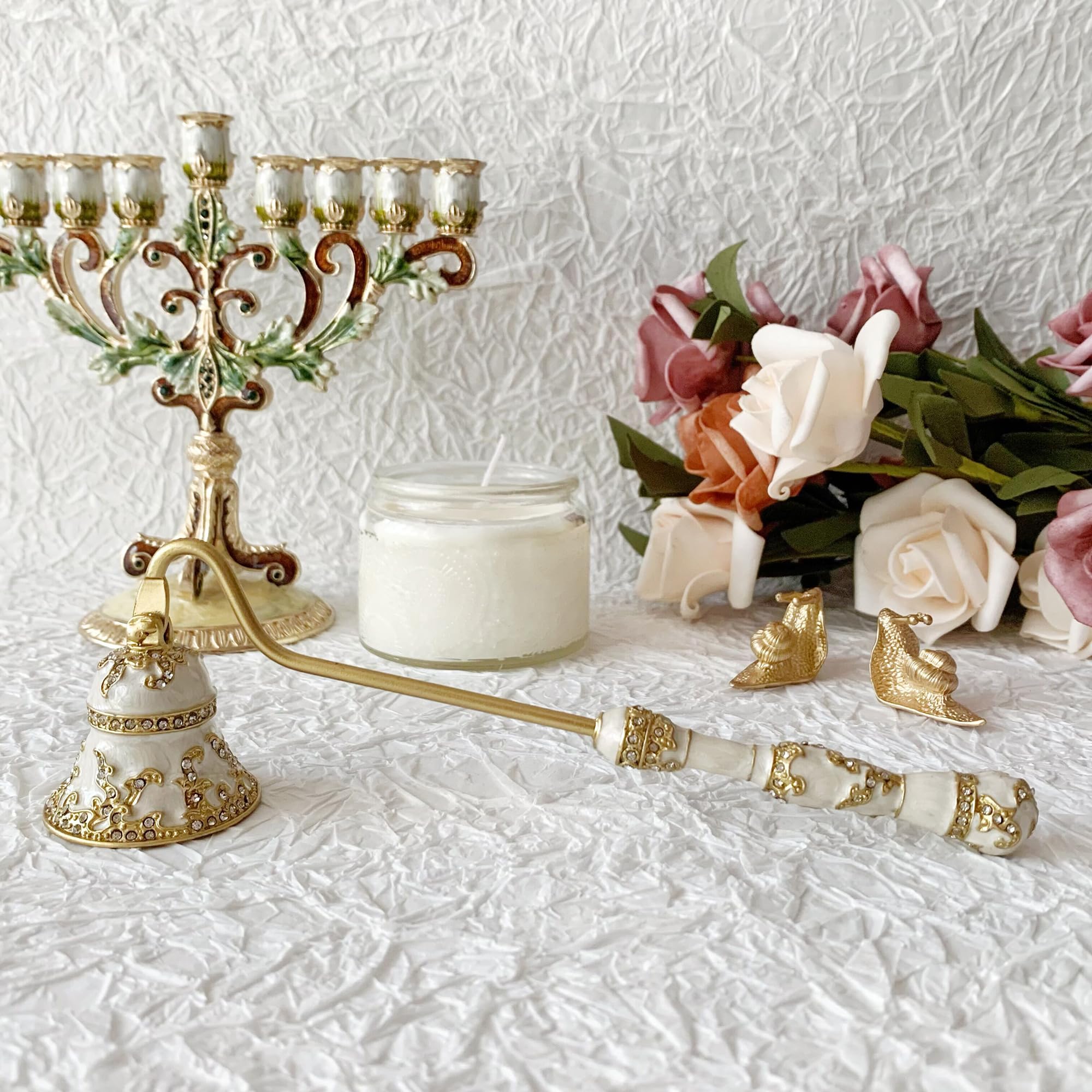 Collectible & Vintage Dolls For Wedding - Lüks Menora Mum Söndürücü Çanı, Emaye